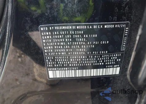 2024 Volkswagen Tiguan 2.0T Se R-Line Black из США, поврежденный, VIN 3VV8B7AX8RM127057